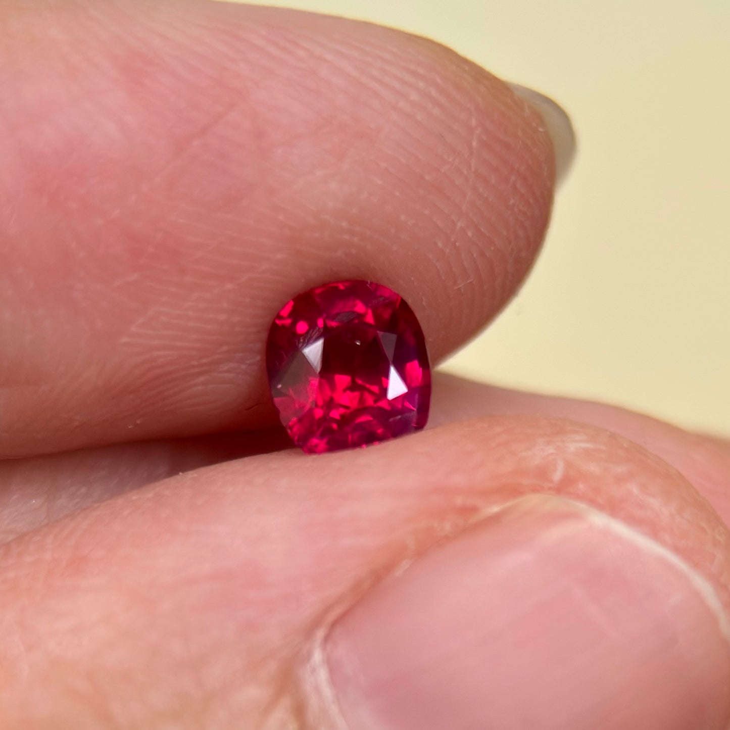 0.65 ct Natural Ruby Pigeon Blood Viet Nam. Cushion Shape. No treatment.