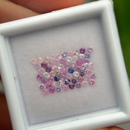 1,08ct/61Pcs Natural Sapphire Vietnam, Round Shape, C2 Quality, No Treament Sapphire Luc Yen.