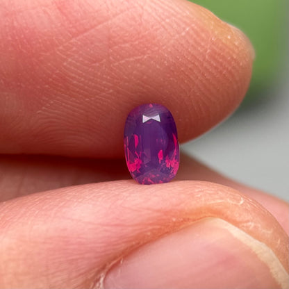 0.53 ct Natural Pinkish Purple Milky Sapphire Vietnam. Cushion Shape. No Treatment.