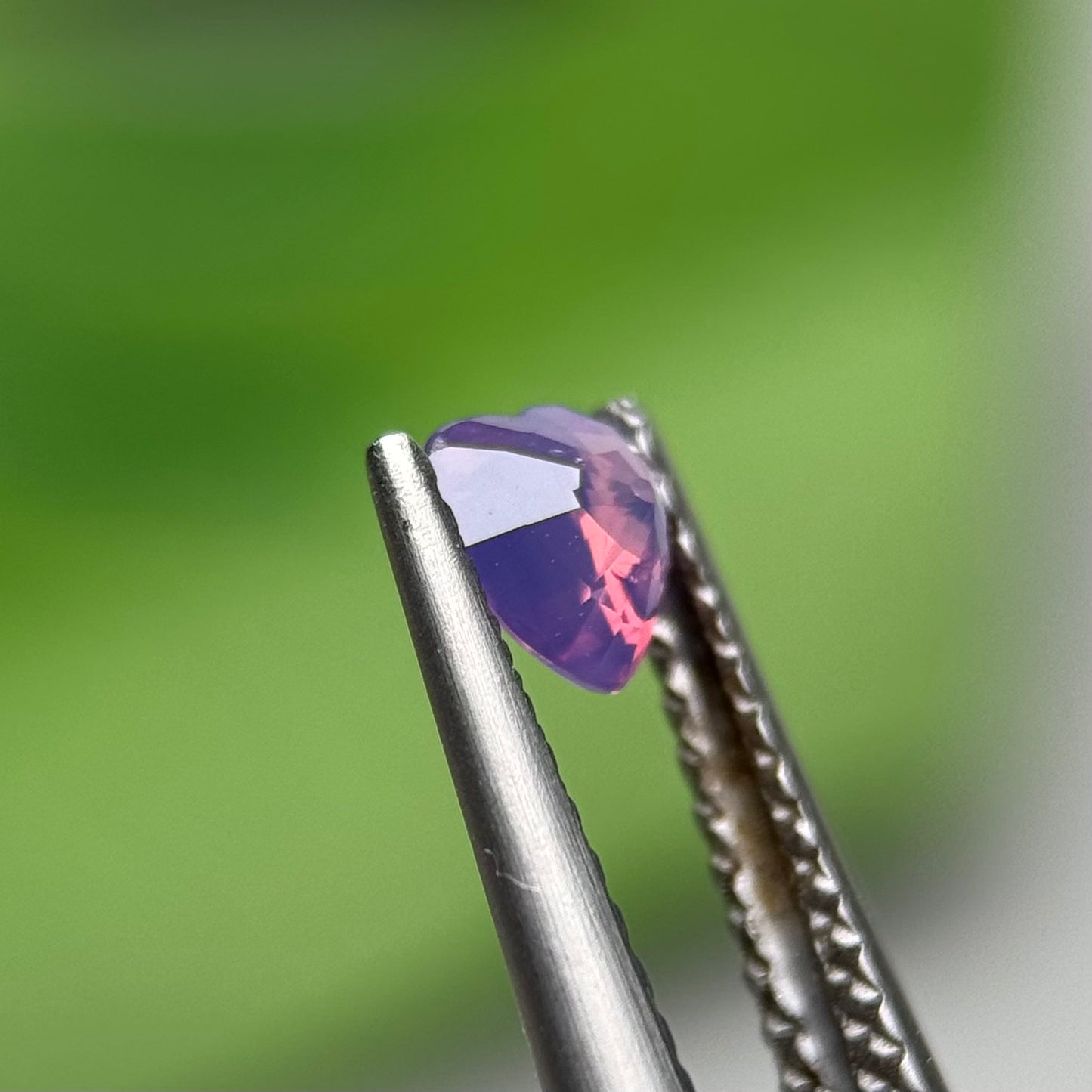 0.48 ct Natural Pinkish Purple Milky Sapphire Vietnam. Heart Shape. No Treatment.