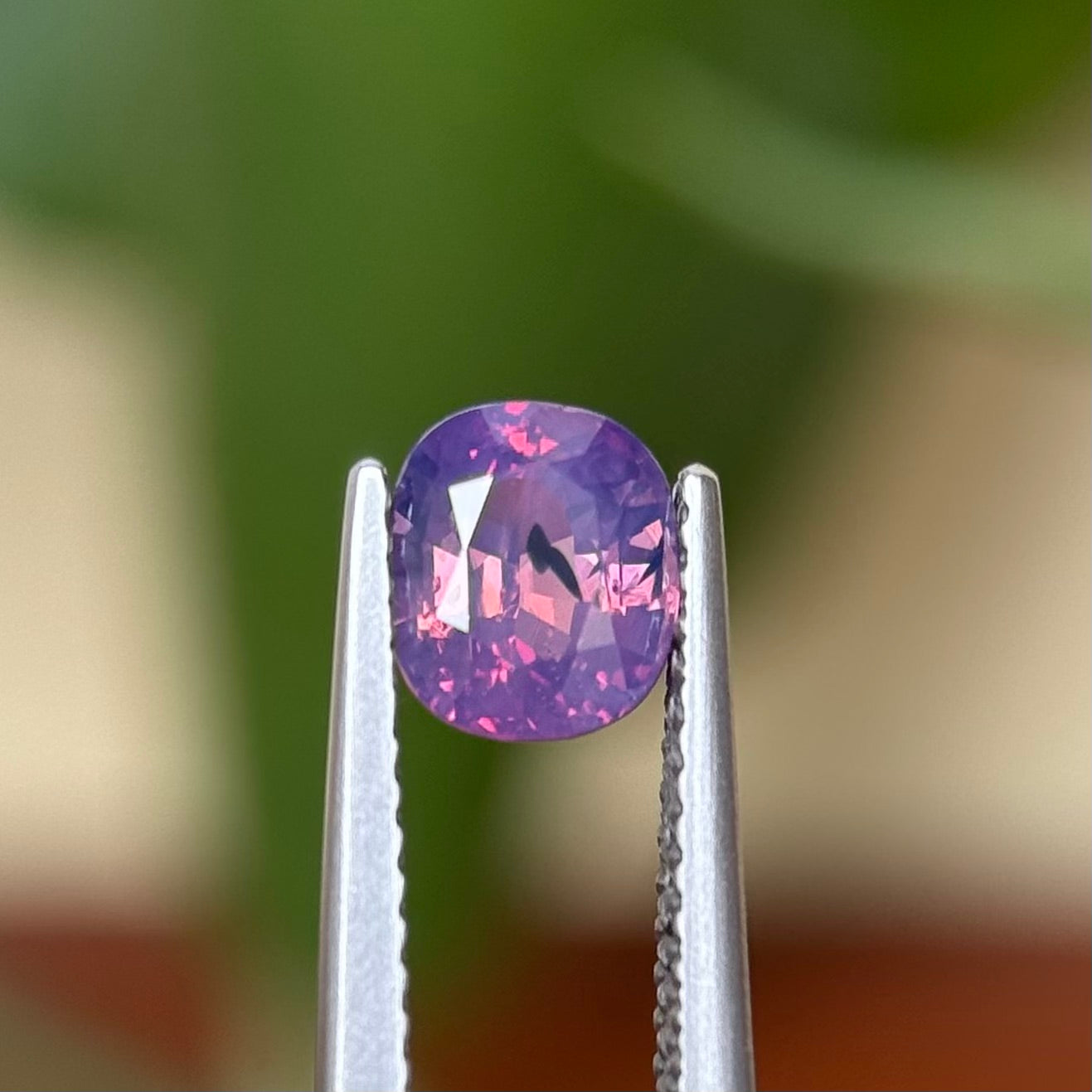 1.40 ct Natural Pinkish Purple Silky Sapphire Vietnam. Cushion
