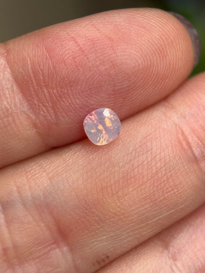 0.57ct Natural Pinkish White Milky Sapphire Vietnam. Cushion Shape. Unheat