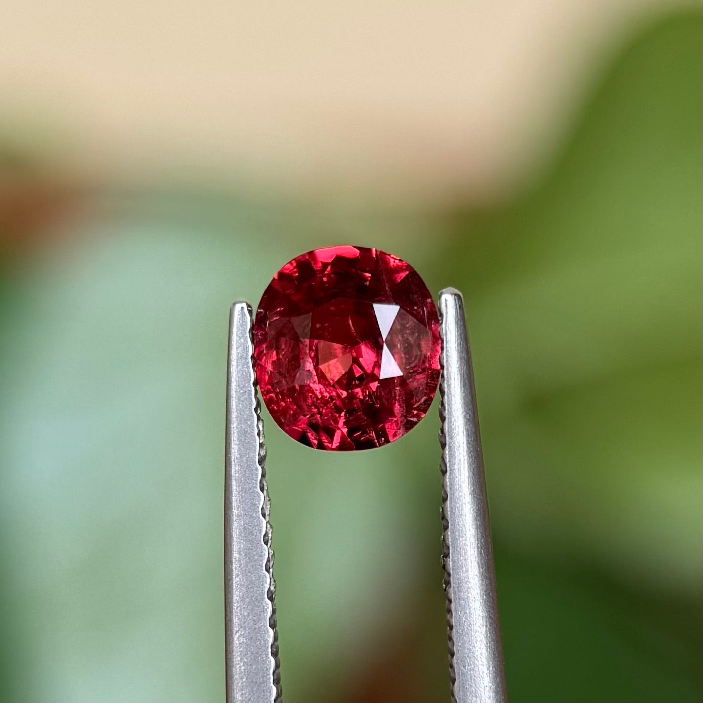 0.93ct Natural Orange-Read Spinel Vietnam. Cushion Shape.