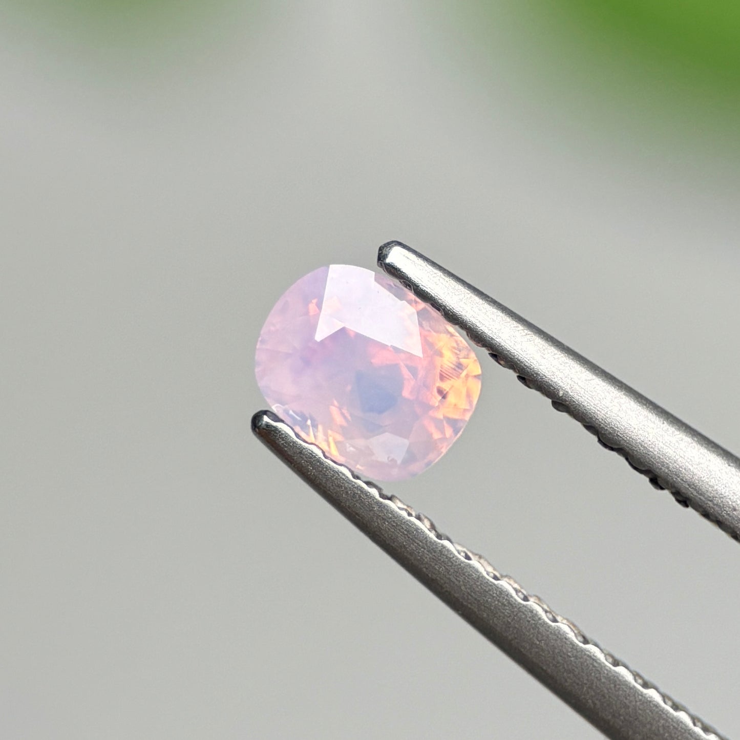 0.70 ct Natural Pinkish White Milky Sapphire Vietnam. Cushion Shape.