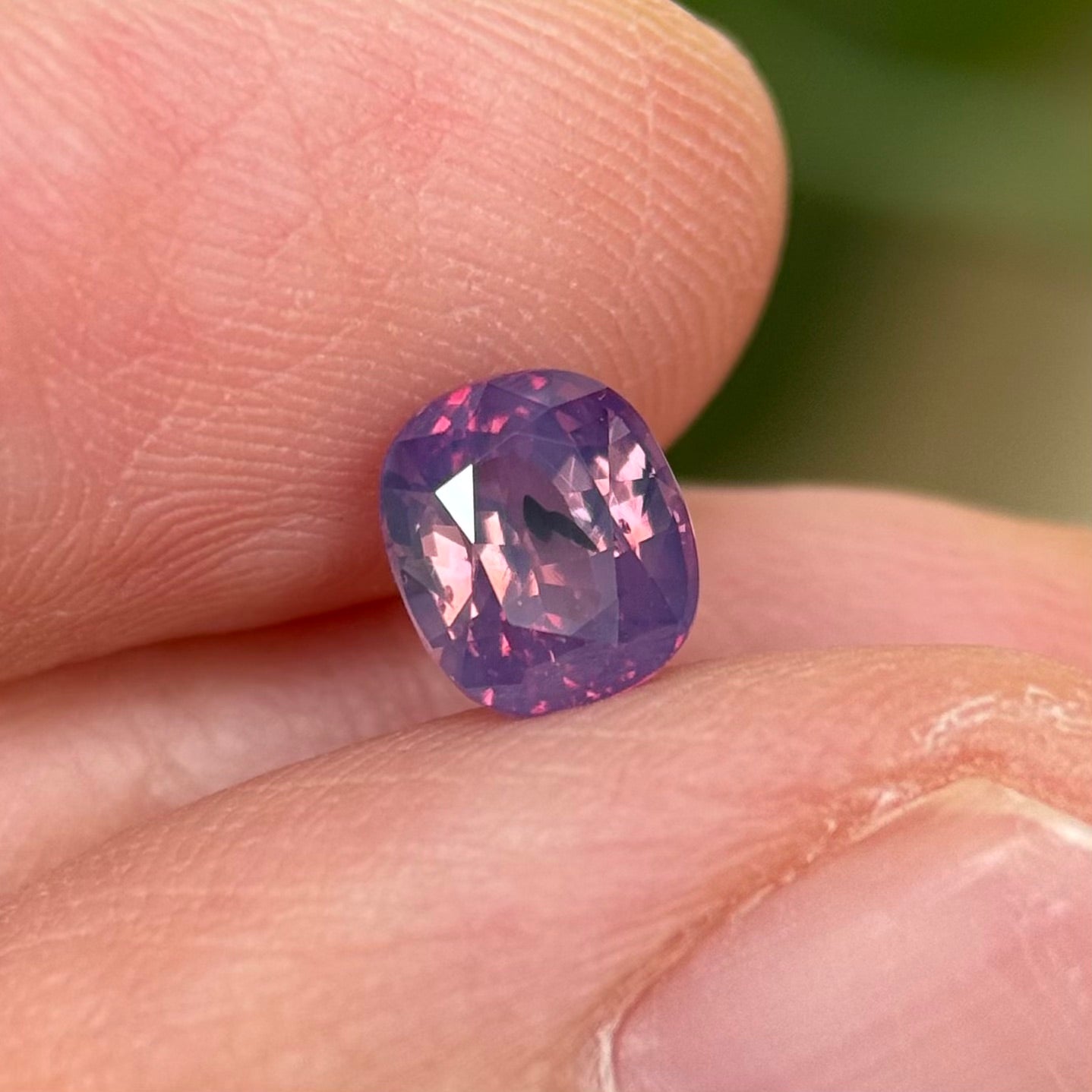 1.40 ct Natural Pinkish Purple Silky Sapphire Vietnam. Cushion