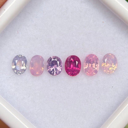 0.95ct/6Pcs Natural Mix Color Milky Sapphire Vietnam. Oval Shape.