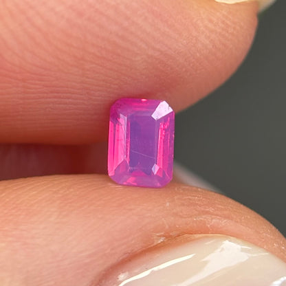 0.39 ct Natural Pink Milky Sapphire Vietnam. Emerald Shape. No Treatment.