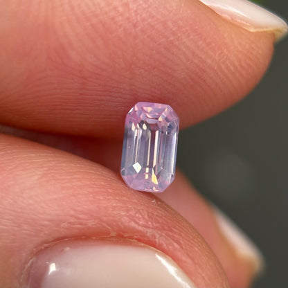 0.62 ct Natural Light Pink Milky Sapphire Vietnam. Emeral Shape. No Treatment.