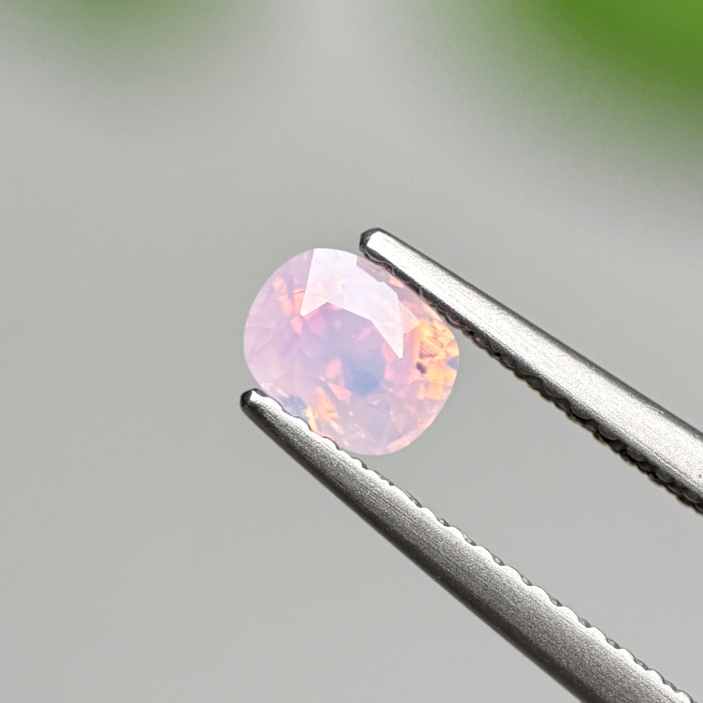 0.70 ct Natural Pinkish White Milky Sapphire Vietnam. Cushion Shape.