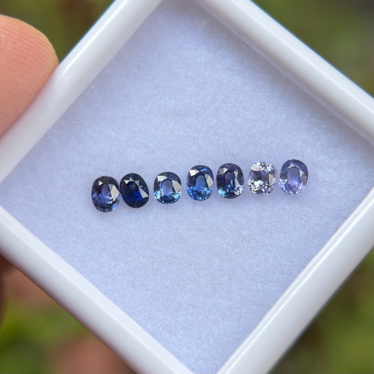 0,77ct/ 7Pcs Natural Blue Sapphire Viet Nam. Cushion Shape. No Treatment Sapphire Luc Yen.