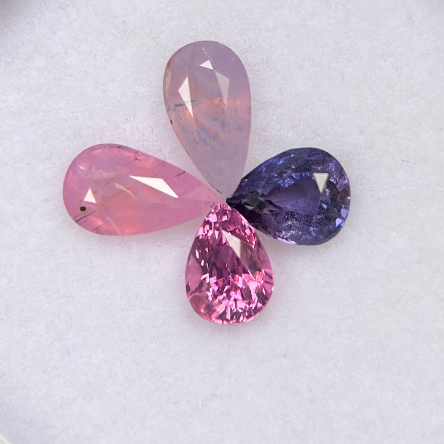 1.23ct/4Pcs Natural Mix Color Milky Sapphire Vietnam. Pear Shape.