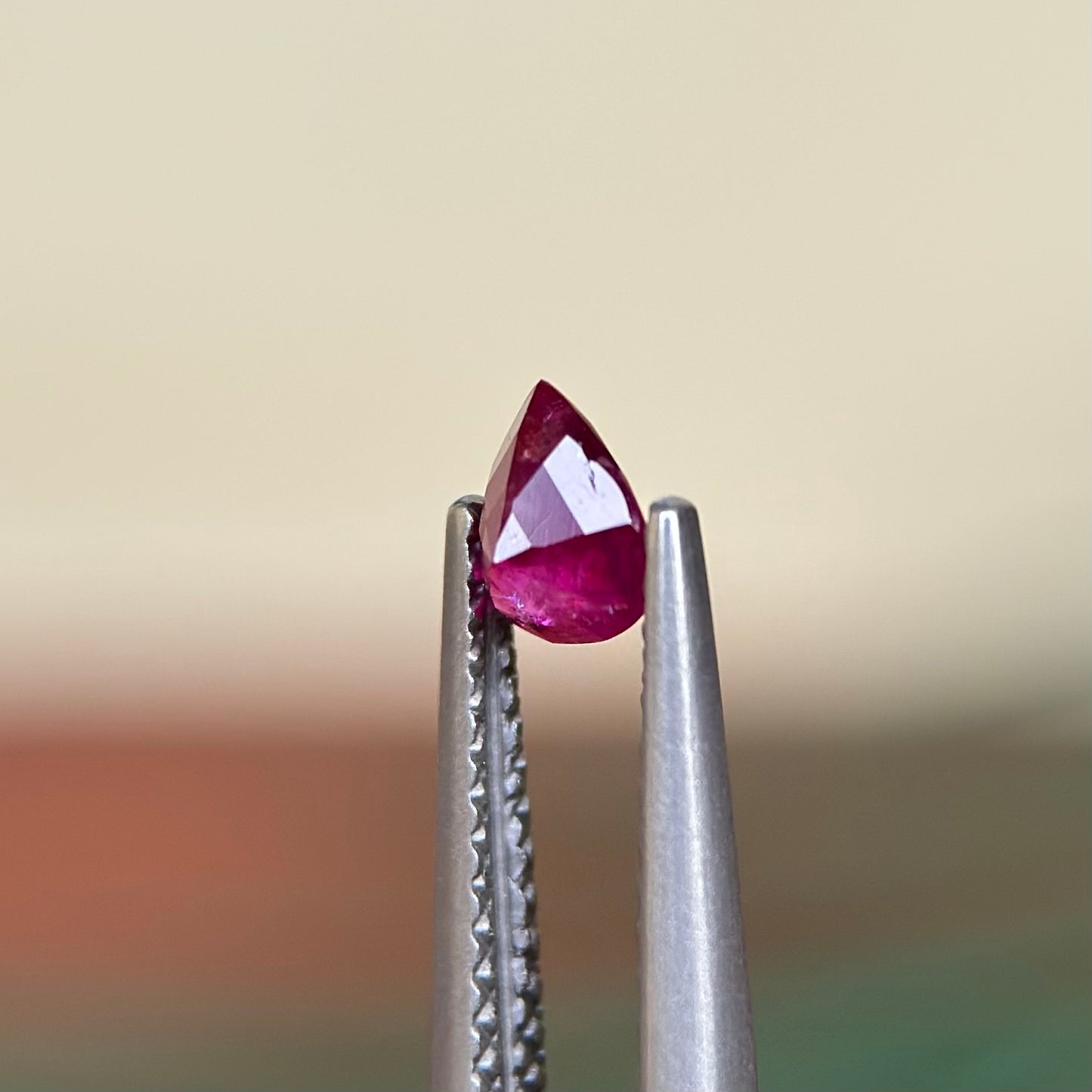 0.45 ct Natural Ruby Viet Nam. Pear Shape. No treatment.