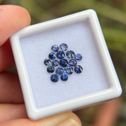1,70ct/ 16Pcs Natural Blue Sapphire Viet Nam. Round Shape. No Treatment Sapphire Luc Yen.