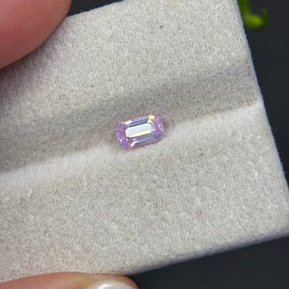 0.62 ct Natural Light Pink Milky Sapphire Vietnam. Emeral Shape. No Treatment.