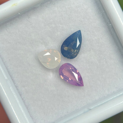 1,34ct Natural Pink-White-Blue Milky Sapphire Vietnam. Pear Shape. No Treatment Milky Sapphire Luc Yen.