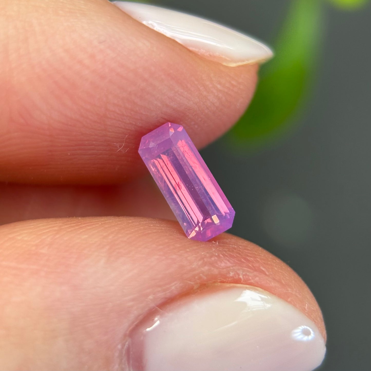 0.64 ct Natural Pink Milky Sapphire Vietnam. Emeral Shape. No Treatment.