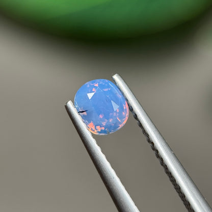0.83ct Natural Purplish Blue Milky Sapphire Vietnam. Cushion Shape. No Treatment.