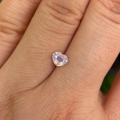 0.68ct Natural White Milky Sapphire Vietnam. Heart Shape. No Treatment.