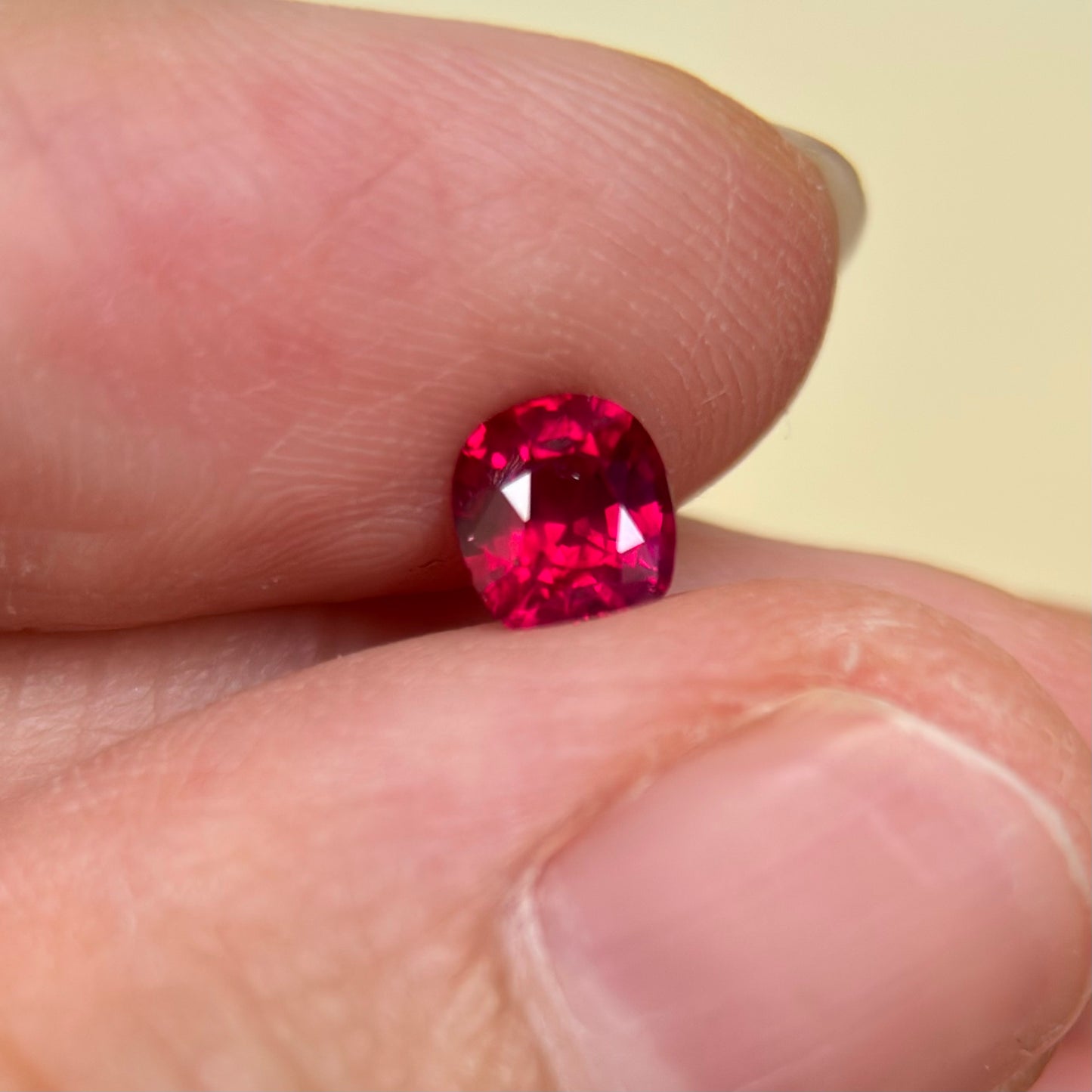 0.65 ct Natural Ruby Pigeon Blood Viet Nam. Cushion Shape. No treatment.