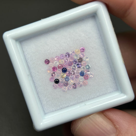 1,0ct/ 58Pcs Natural Sapphire Vietnam, Round Shape, C2 Quality, No Treatment Sapphire Luc Yen.