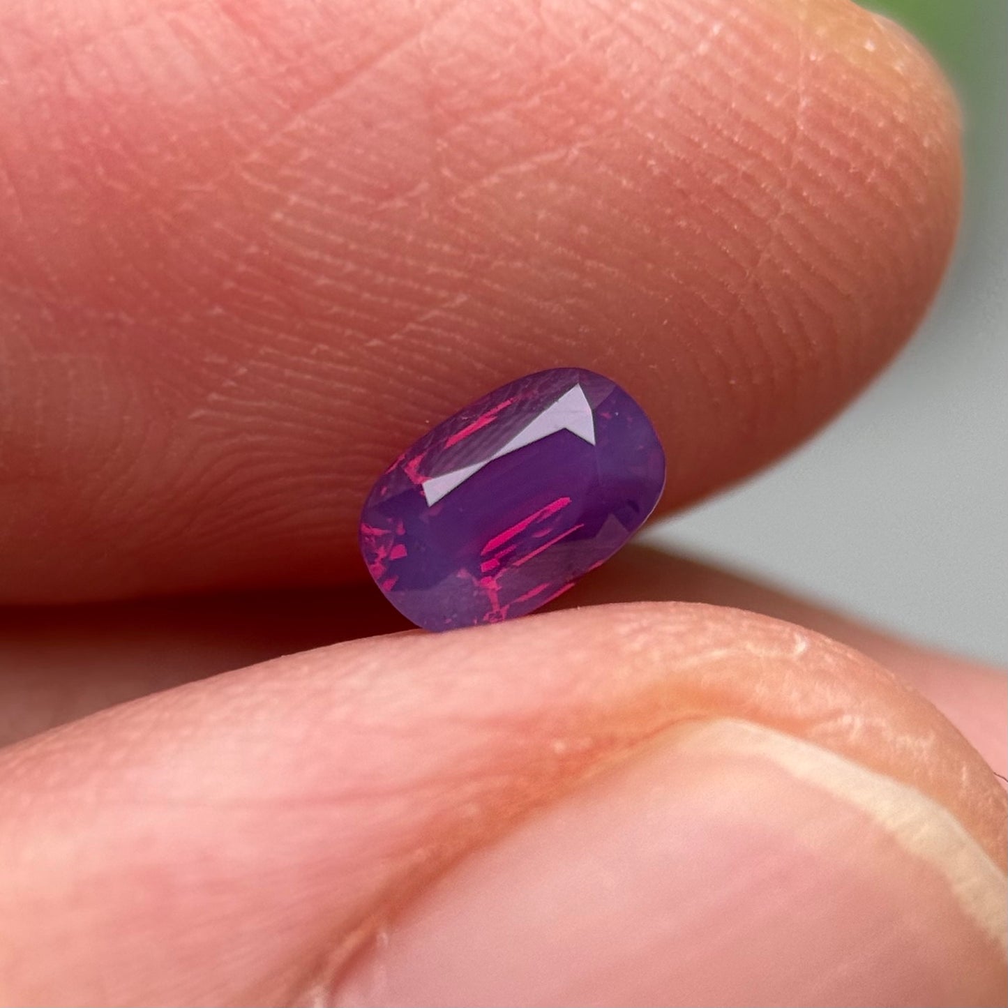 0.53 ct Natural Pinkish Purple Milky Sapphire Vietnam. Cushion Shape. No Treatment.