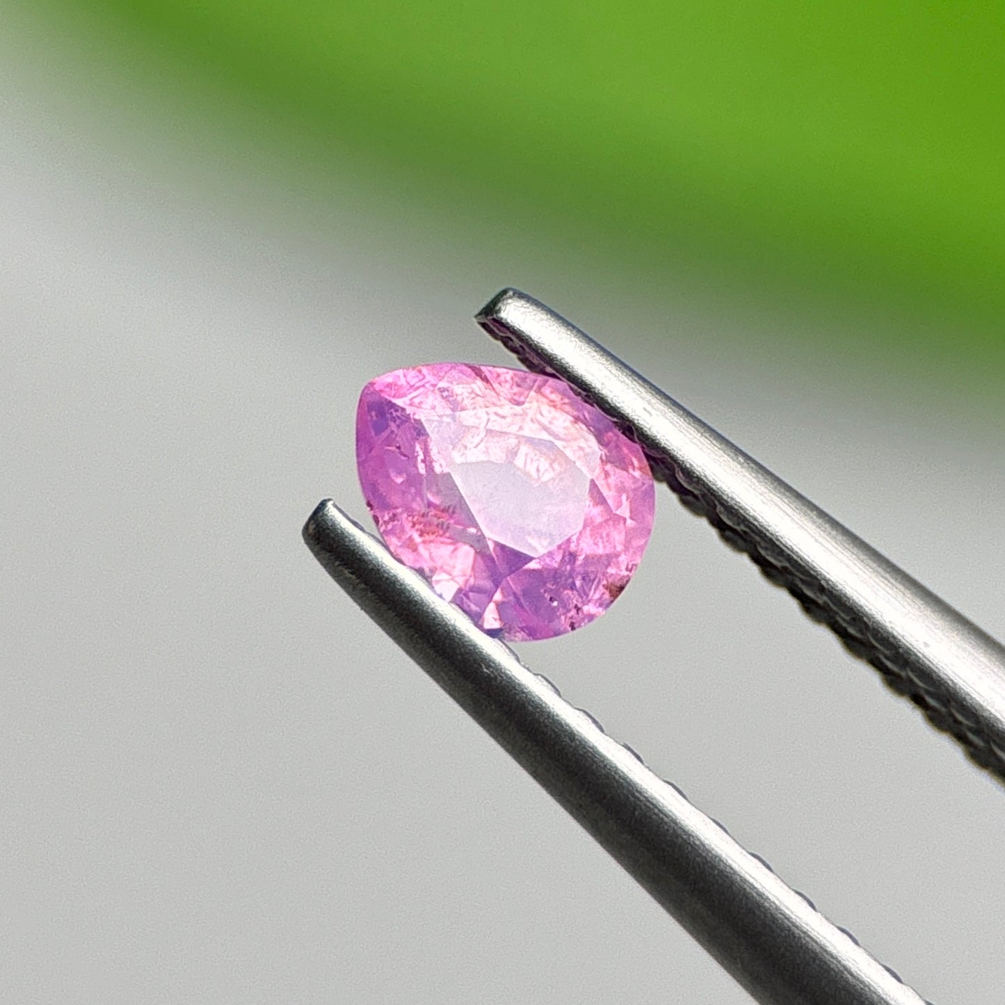 0.48 ct Natural Purplish Pink Milky Sapphire Vietnam. Pear Shape. No treatment.