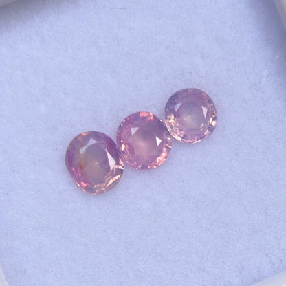 0.77 ct /3Pcs Natural Pink  Milky Sapphire Viet Nam. Cushion Shape. No treatment.
