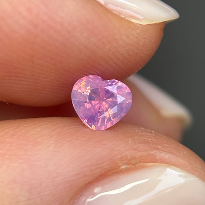 0.42 ct Natural Pink Milky Sapphire Vietnam. Heart Shape. No Treatment.