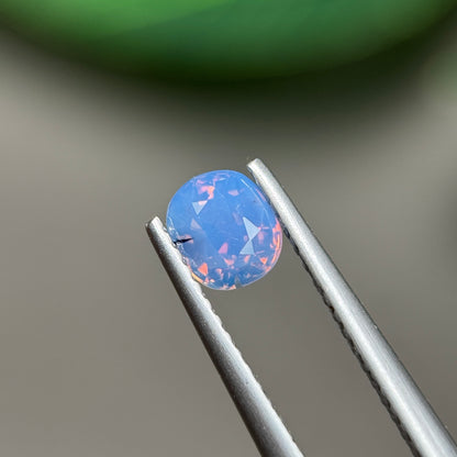 0.83ct Natural Purplish Blue Milky Sapphire Vietnam. Cushion Shape. No Treatment.