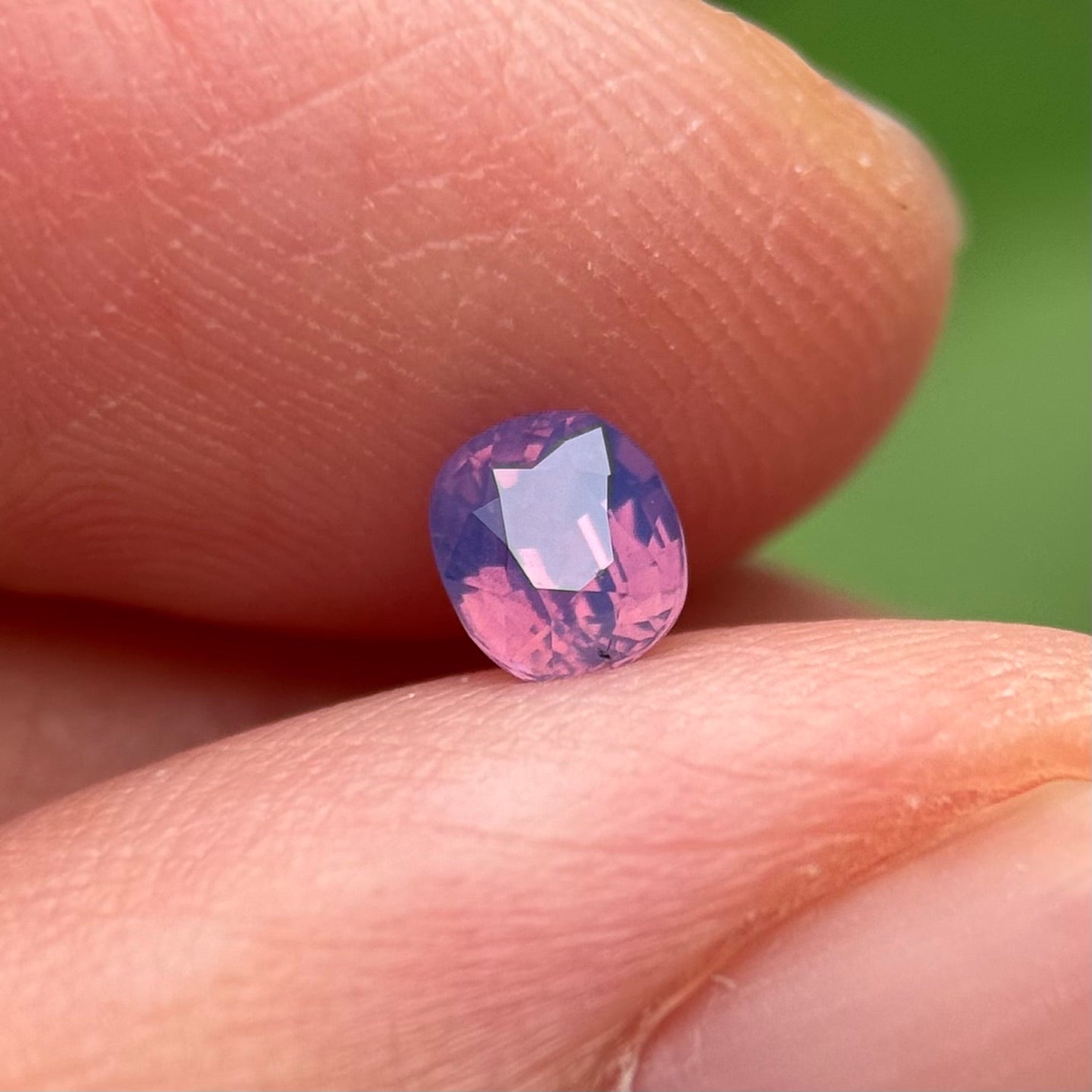0.43 ct Natural Pinkish Purple Milky Sapphire Vietnam. Cushion Shape. No Treatment.