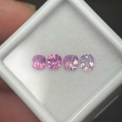 1,1ct/ 4Pcs Natural Milky Sapphire Vietnam. Cushion shape. No Treatment Milky Sapphire Luc Yen.