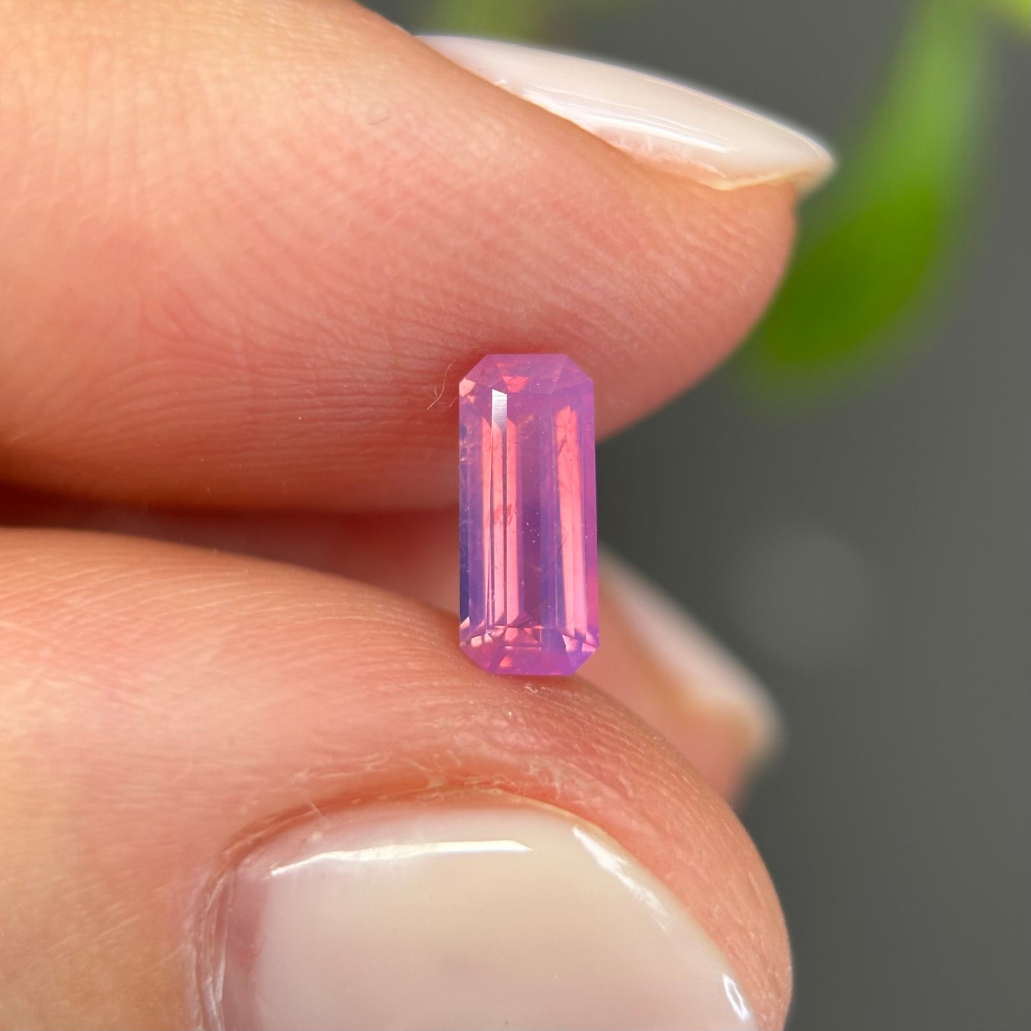 0.64 ct Natural Pink Milky Sapphire Vietnam. Emeral Shape. No Treatment.