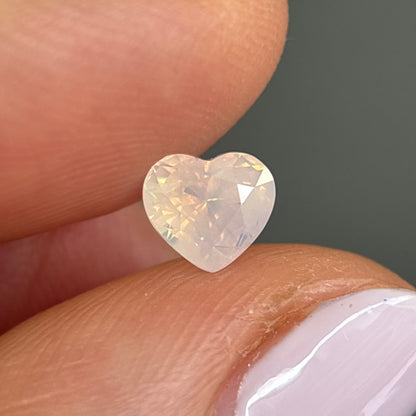 1.0ct Natural White Milky Sapphire Vietnam. Heart Shape. No Treatment.
