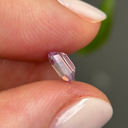 0.62 ct Natural Light Pink Milky Sapphire Vietnam. Emeral Shape. No Treatment.