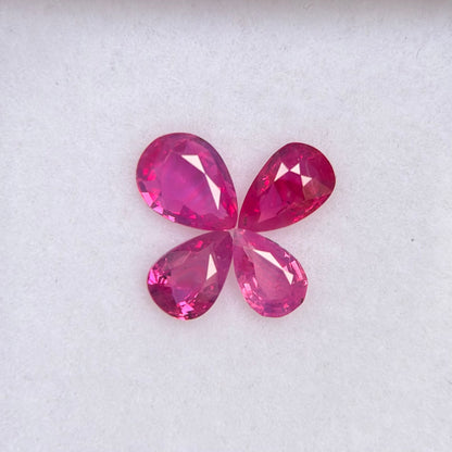 0.86ct/4Pcs Natural Pink Milky Sapphire Vietnam. Pear Shape.