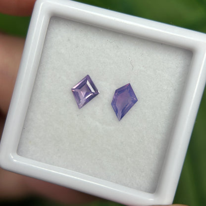 0,68ct/2Pcs Natural Purple Milky Sapphire Vietnam. Freeform. No Treatment Milky Sapphire Luc Yen.