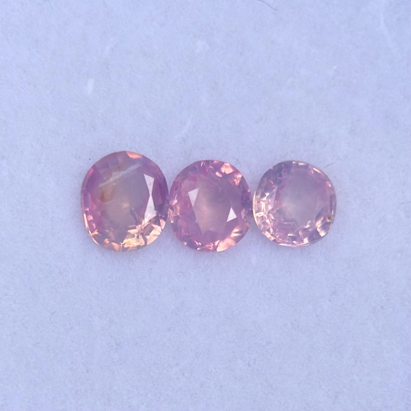 0.77 ct /3Pcs Natural Pink  Milky Sapphire Viet Nam. Cushion Shape. No treatment.
