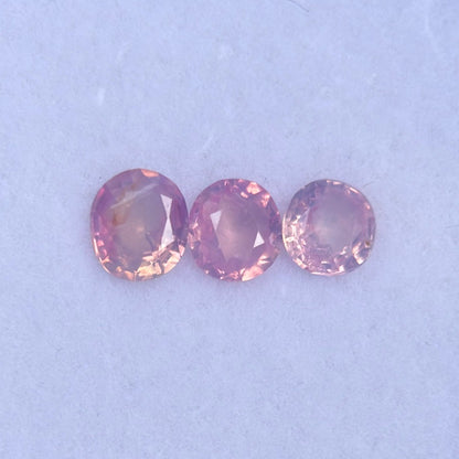 0.77 ct /3Pcs Natural Pink  Milky Sapphire Viet Nam. Cushion Shape. No treatment.