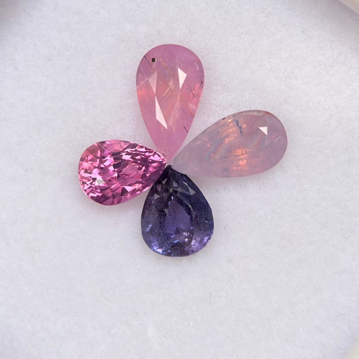 1.23ct/4Pcs Natural Mix Color Milky Sapphire Vietnam. Pear Shape.