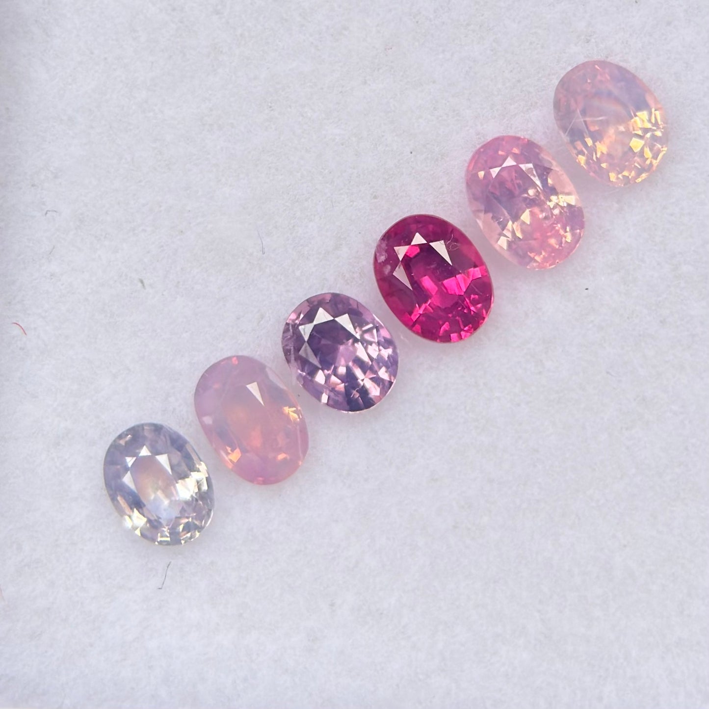 0.95ct/6Pcs Natural Mix Color Milky Sapphire Vietnam. Oval Shape.