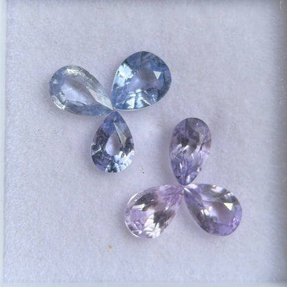1.87 ct/ 6Pcs Natural Blue & Purple Spinel Vietnam. Pear Shape. No Treatment.