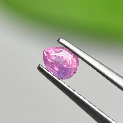 0.48 ct Natural Purplish Pink Milky Sapphire Vietnam. Pear Shape. No treatment.