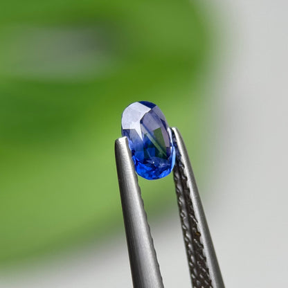 0.50 ct Natural Bicolour Blue - White Sapphire Vietnam. Cushion Shape. No Treatment.