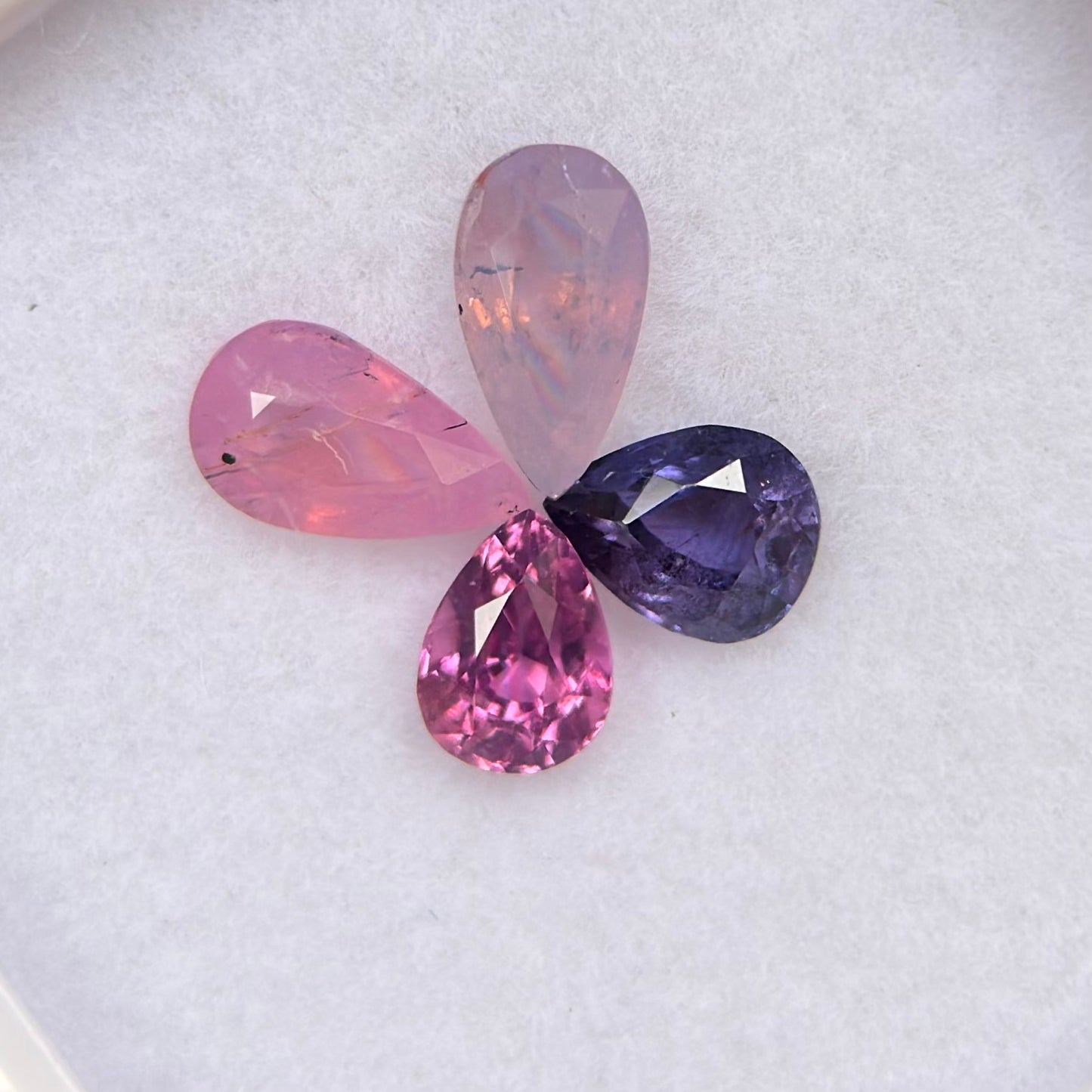 1.23ct/4Pcs Natural Mix Color Milky Sapphire Vietnam. Pear Shape.