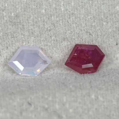 0,87ct/ 2Pcs Natural Ruby & Sapphire Viet Nam. Freeform. No Treatment Ruby, Sapphire Luc Yen.