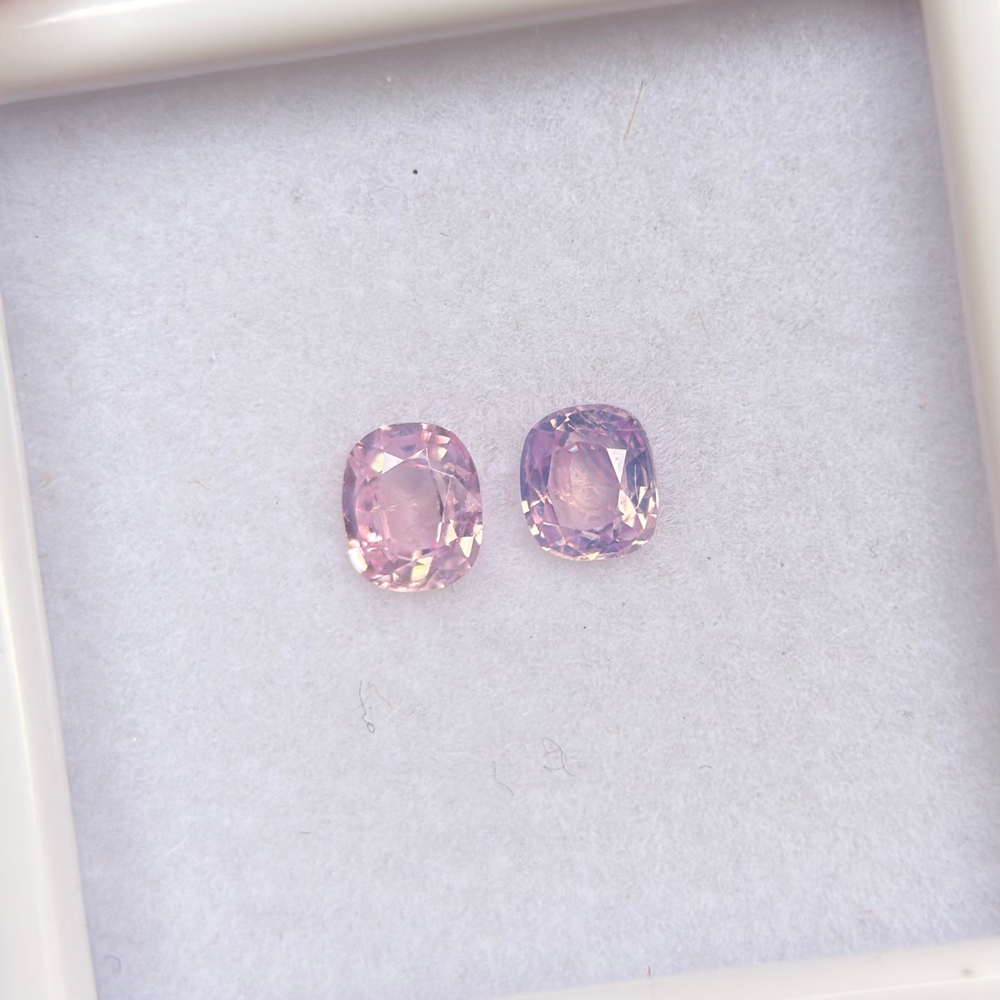 0.53ct/2Pcs Natural Pink Milky Sapphire Vietnam. Cushion Shape.