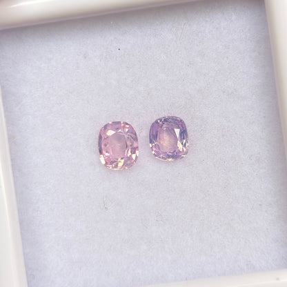 0.53ct/2Pcs Natural Pink Milky Sapphire Vietnam. Cushion Shape.