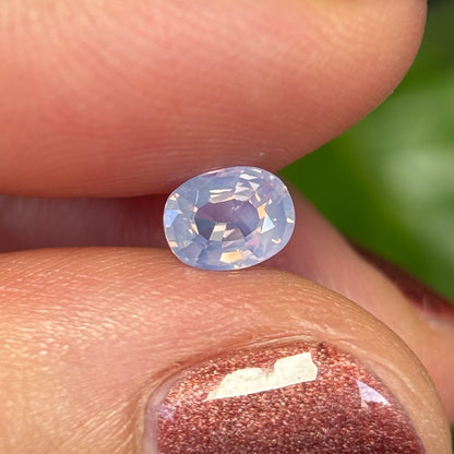 0.55 ct Natural White Milky Sapphire Vietnam. Oval Shape. No Treatment.