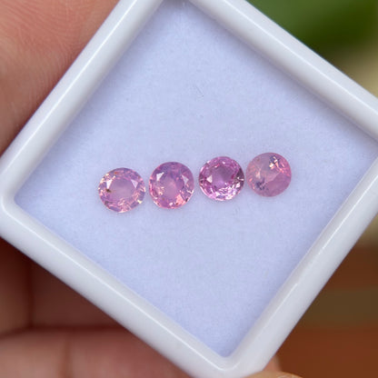 1.30/4Pcs ct Natural Pink  Milky Sapphire Viet Nam. Round Shape. No treatment.
