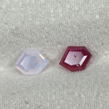 0,87ct/ 2Pcs Natural Ruby & Sapphire Viet Nam. Freeform. No Treatment Ruby, Sapphire Luc Yen.